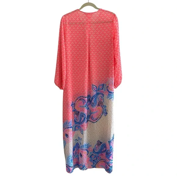 Lilly Pulitzer Frey Cover Up Coral Spritz Beach Bungalow - Picture 4 of 8
